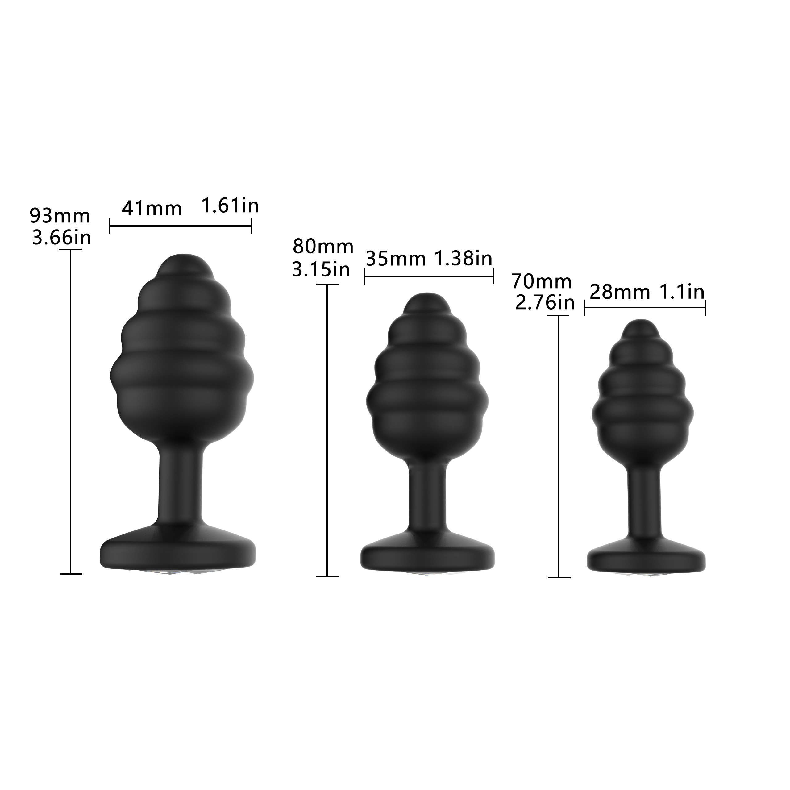 RS-A212 Heart shaped Diamond Anal Butt Plug Three Size Set Adult Anal Toys Ass Stimulation Sex Products for Couple