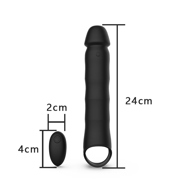 RS-M001 Vibrating Penis Sleeve Sex Toys for Men Black Cock Sleeve Penis Extension with Penis Ring Remote Control 10 Vibration Modes