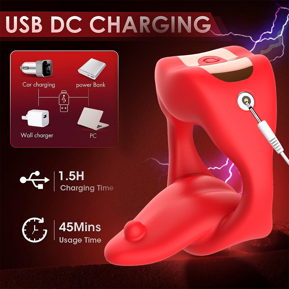 RS-M137 Intelligent Remote Control Vibrating Cock Ring with Flexible Tongue Adult Penis Toys for Man