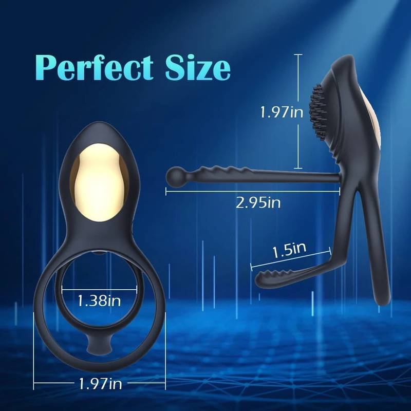 RS-M138 Multifunctional Vibrating Penis Ring Double-ring Extension and Intense Stimulation with 10 Vibration Modes Cock Ring Vibrator