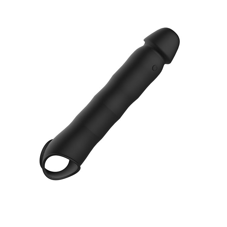 RS-M001 Vibrating Penis Sleeve Sex Toys for Men Black Cock Sleeve Penis Extension with Penis Ring Remote Control 10 Vibration Modes