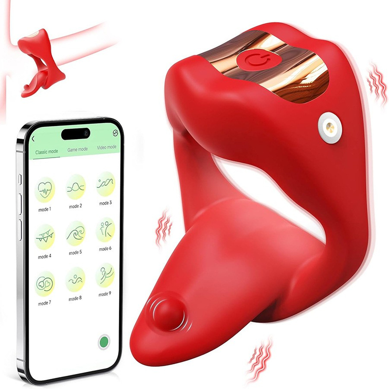 RS-M137 Intelligent Remote Control Vibrating Cock Ring with Flexible Tongue Adult Penis Toys for Man