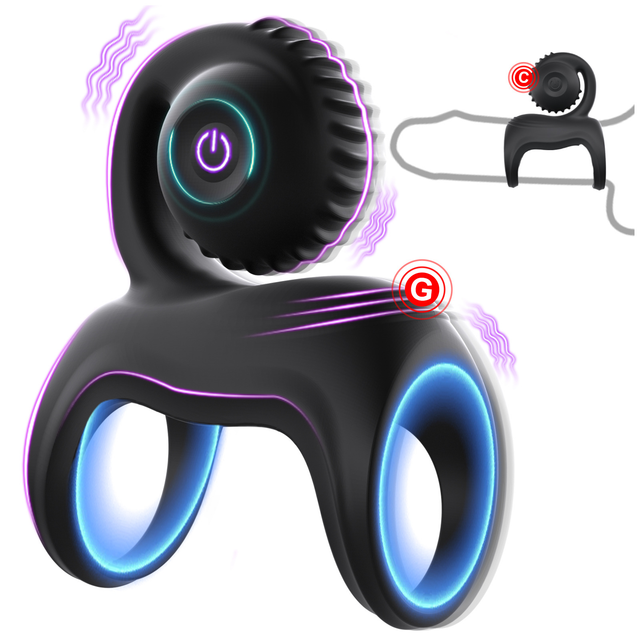 RS-M133 Multiple Sex Fun Penis Vibrator with 10 Frequency Cocking Ring Double Ring Adult Sex for Men