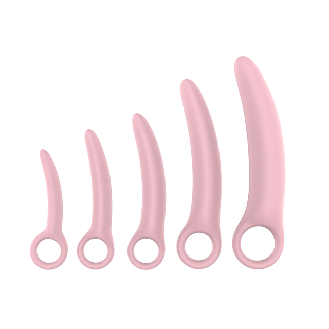 RS-A049 Silicone Anal Plug Training Set with Safe Pull Ring 5Pcs Butt Plug Trainer Kit Prostate Stimulate Anal Sex Toy for Beginners Couples
