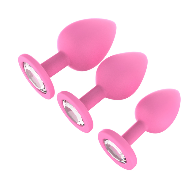 RS-A073 Factory Hot Small Medium Large Sizes Expand Crystal Diamond Safe Trainer Silicone Butt Anal Plug for Women Couples Gay Sex Toy