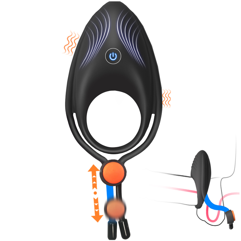 RS-M135 Adjustable Lock Ring Unique Press-slide Strap lock Cock Ring 10 Vibration Sex Toys for Men