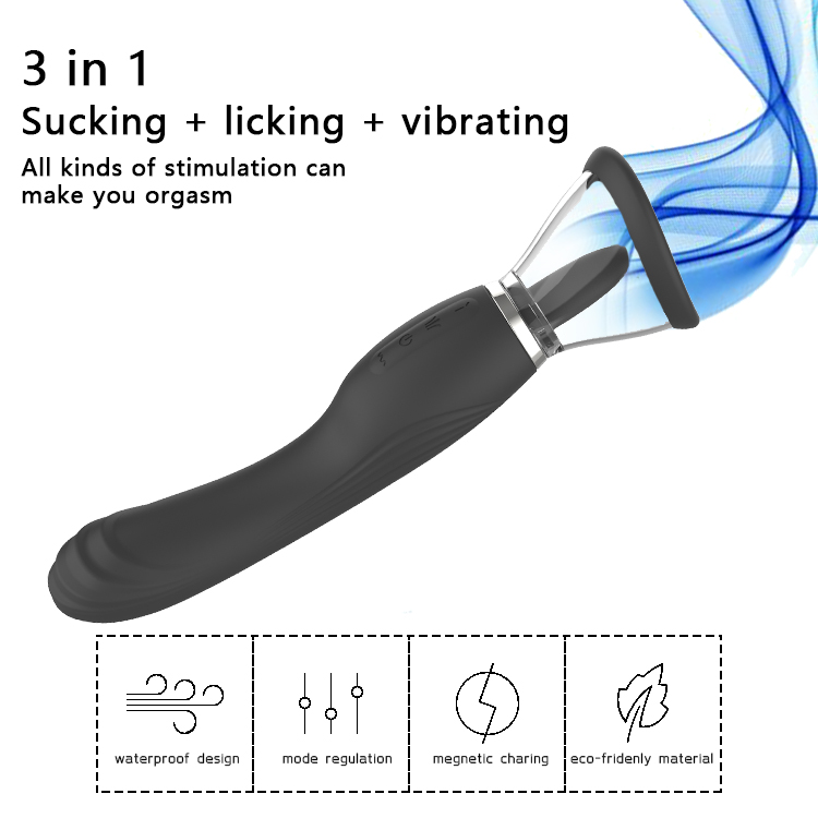 RS-W037 Clit Licker And Clitoral Licking Toy 3-in-1 Vibrator with Clit Suck Function 8 Vibration And 8 Tongue Licking Modes Clitoral Pump Oral Sex Toy