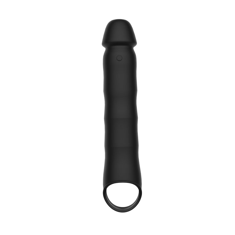 RS-M001 Vibrating Penis Sleeve Sex Toys for Men Black Cock Sleeve Penis Extension with Penis Ring Remote Control 10 Vibration Modes