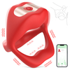 RS-M136 Penis Vibrator Cock Ring Red Lip Penis Lock Ring with APP Remote Control 9 Vibration Modes for Male Sex Fun